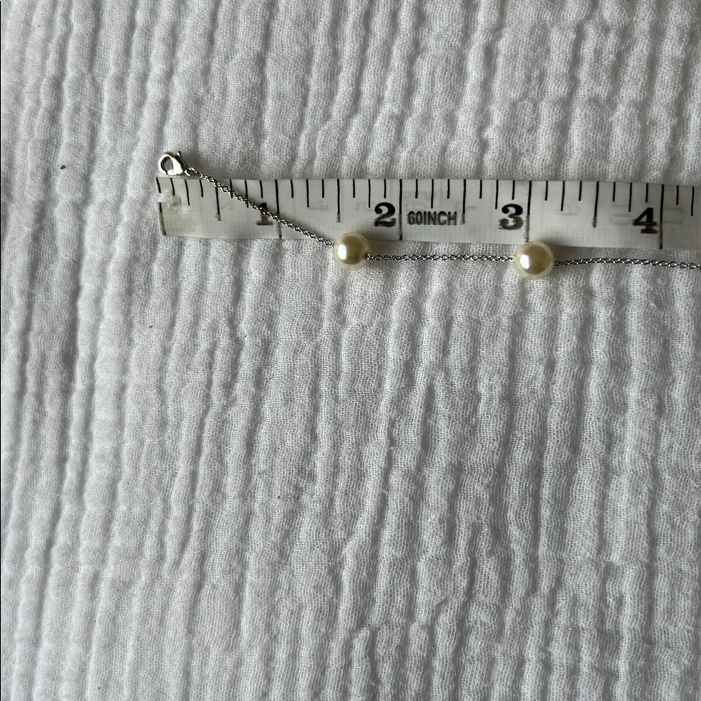 NEW • Ivory Pearl & Silver Chain Choker Necklace - Picture 6 of 8